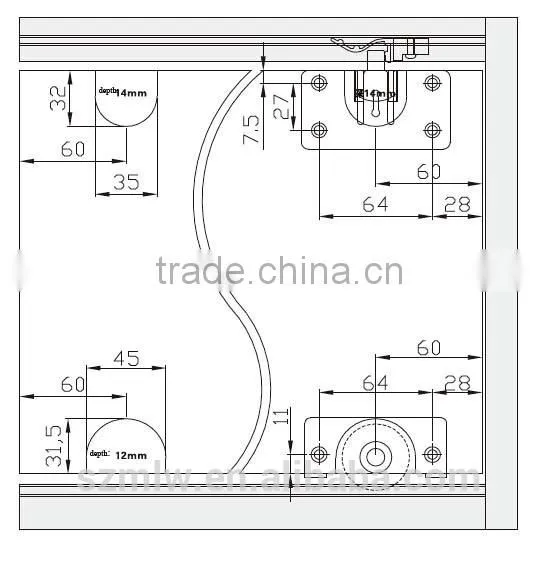 Aluminum Steel and PA6 Sliding Door Hardware for Warbrobe photo-4