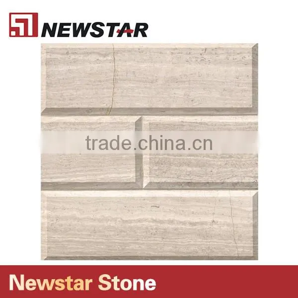 Newstar White Oak Subway Tile Honed Beveled Wooden Marble Mosaic photo-2