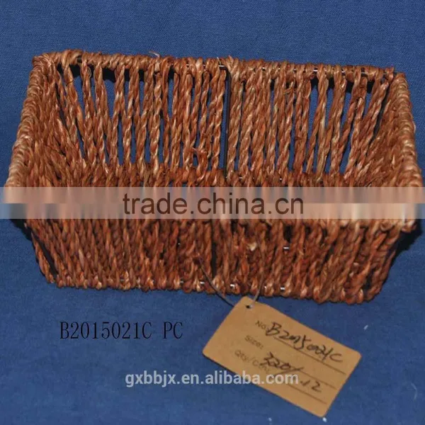 Hand-woven Water Hyacinth Storage Basket With Metal Frame photo-2