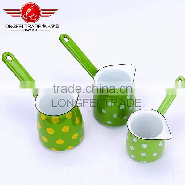 OEM Enamel Ceramic Coffee Jug Coffee Pot Coffee Warmer With Long Handle photo-2