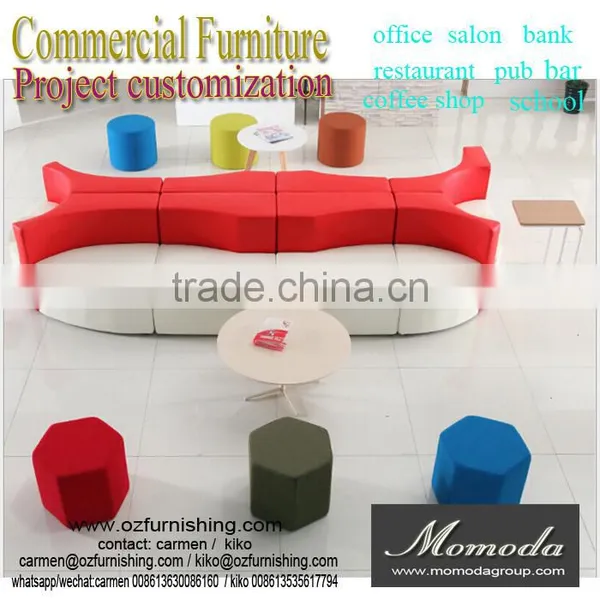 Modern Colorful Backrest Sofa Chair Hotel Lobby Fabric Divan Sofa Stool Cafe Shop Display Furniture