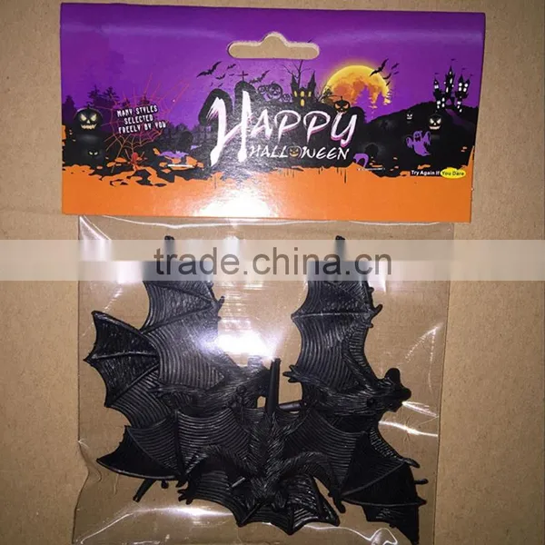 Realistic Design Halloween Insect Toy Black Plastic Bat
