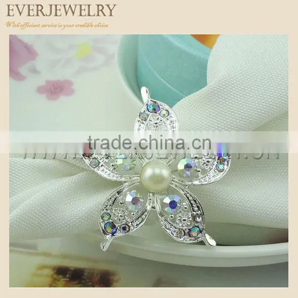 2016 Fashion Big Stone Silver Flower Napkin Ring photo-3