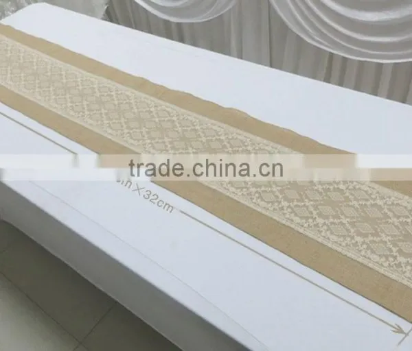 Burlap and Lace Table Runner Hessian Table Runner for Rustic Wedding Decoration photo-2