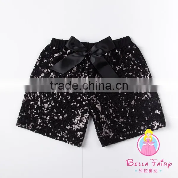 2016 New Colors Boutique Wholesale Little Baby Girls Shiny Sequin Tight Shorts Casual Clothes Short Bow Girls Leggings Pants photo-3