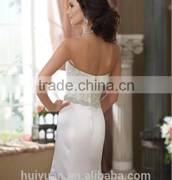 White Satin Beaded Sleeveless Mermaid Online Evening Dress Shops photo-2