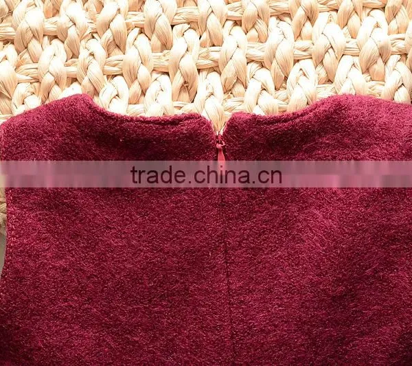 New Arrival Unique Baby Girl Names Images Children Girl Wool Dress With Beautiful Bowknot photo-4