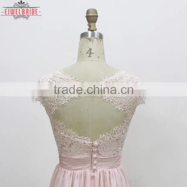 Long Floor-length White Lace Chiffon A Line Bridal Dress photo-3