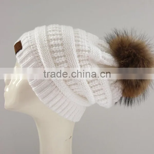 Myfur Wholesale Custom Made Real Fur Pom Winter Hat Women Fur Ball Knit Hat photo-4