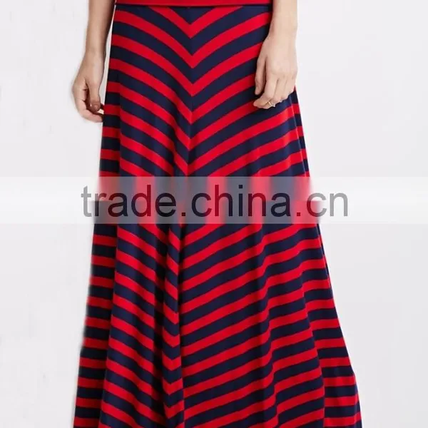 2015 Fold-over Waist Stripe Print Skirts Fashion Long Maxi Skirt photo-5
