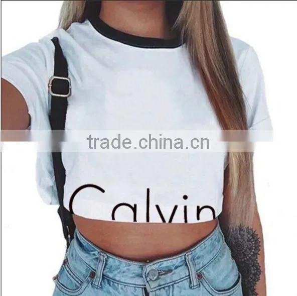 New White Letters Printed Round Neck Short Shirt Women Short Sleeve T Shirt photo-2