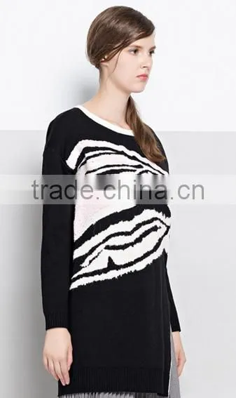 Best Price Two Colour Batwing Sleeve Woolen Sweater Design for Ladies photo-4