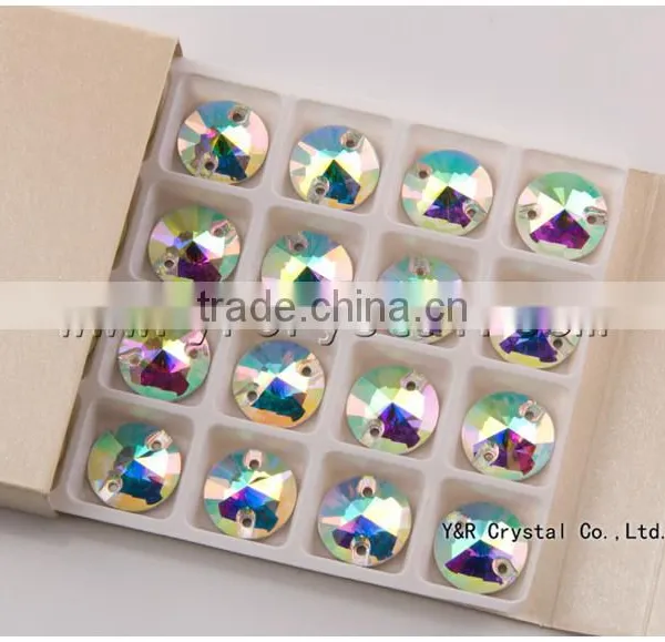 14mm 16mm decorative round clear glass crystal button sew on stones