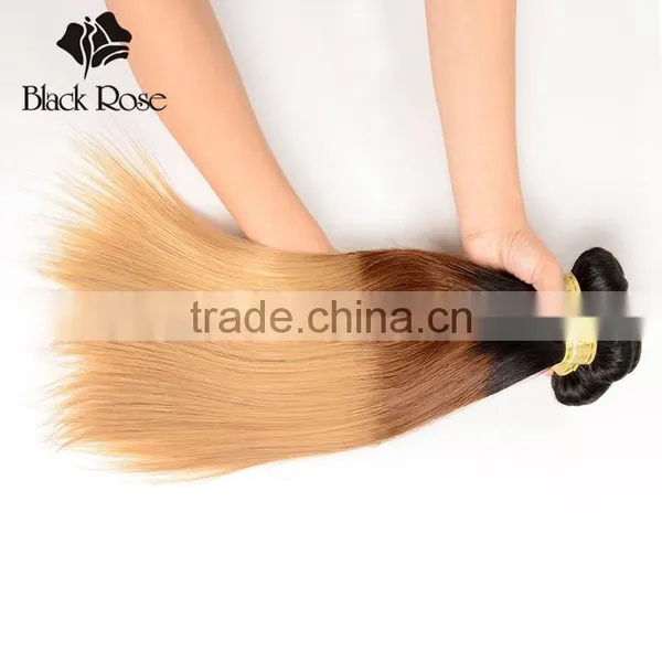 Color 1b/4/27# Straight Wave High Quality Brazilian Hair Weave Blonde and Brown photo-5