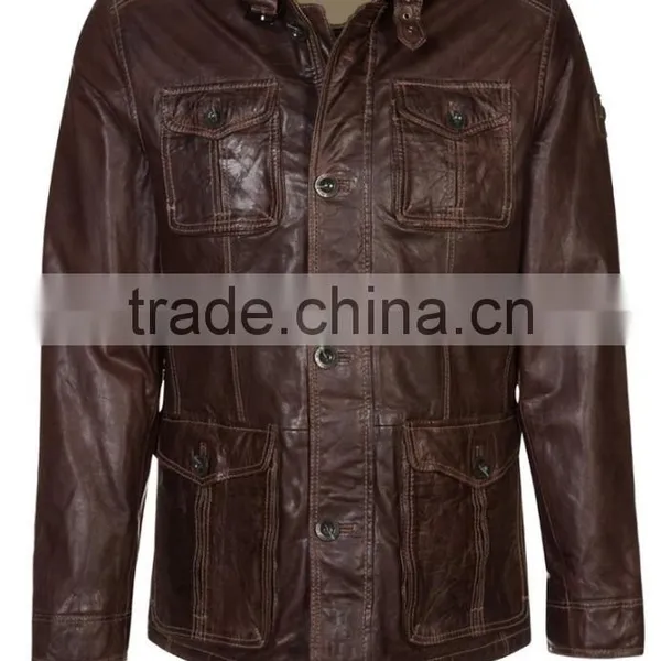 MEN Leather Brown Best Quality Sheep Leather Jacket photo-3