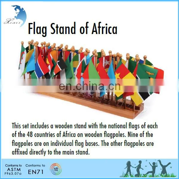 Geography Montessori Materials Chinese Factory Wooden Holder African Flag Stand photo-2