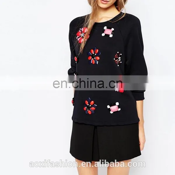 Latest Fashion Blouse Design Long Sleeve Beaded Latest Fashion Ladies Blouse photo-2