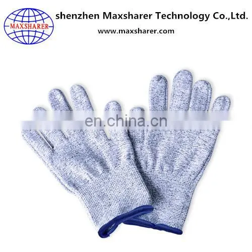 Grey PU Palm Coated Level 5 Cut Resistant Safety Work Gloves photo-2