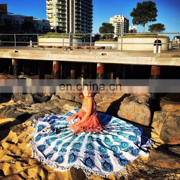 72" Indian Blue Mandala Hippie Mandala Round Bohemian Beach Throw Table Cover Wall Hanging Yoga Mat