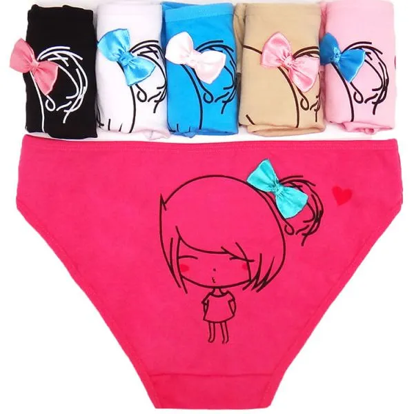 Yun Meng Ni Sexy Underwear Back Cute Young Girl Printed Briefs Soft Cotton Women Panties photo-2