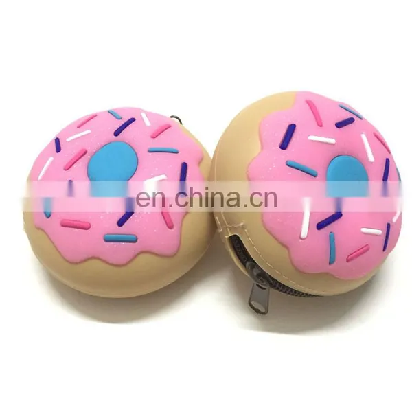 Customized Doughnut Cake Shape Mini Coin Bag Women Clutch Key Card Holder Walle Zipper Round Silicone Coin Purse photo-7