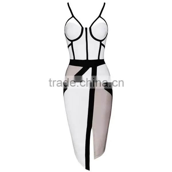 Summer Dress 2015 New Fashion Women Strap Blue Beige Black V Neck Strap Women Sey Mini Evening Party Bandage Dresses Bandage Bod photo-2