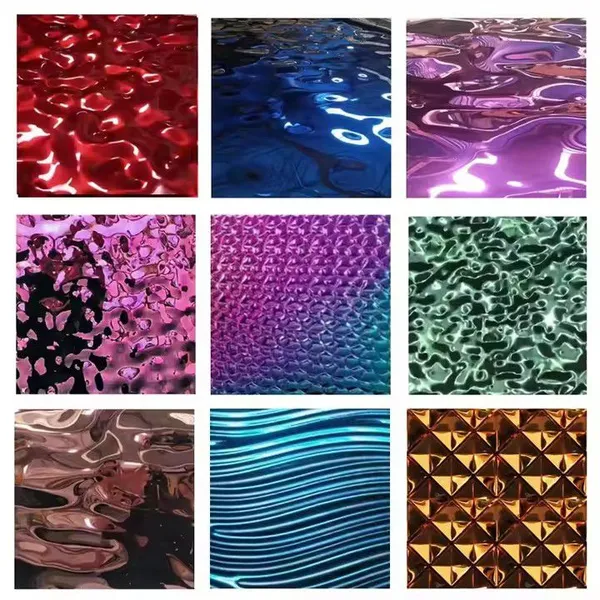 Golden Color 304 316 Design Water Ripple Stainless Steel Sheet With Different Colors Decorative For Building