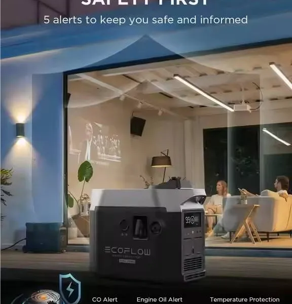 Generator Cerdas EcoFlow Berkapasitas Tinggi 220V Dual Fuel, Tenaga Gas Cair Dan Panel Surya, Cadangan Daya Darurat Dengan Remote photo-3