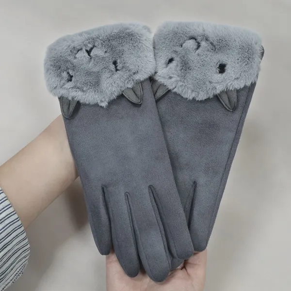 Cute Furry Cuff Women Winter Gloves Touchscreen Compatible Multi Color For Holiday Gift Boutique Retail photo-3