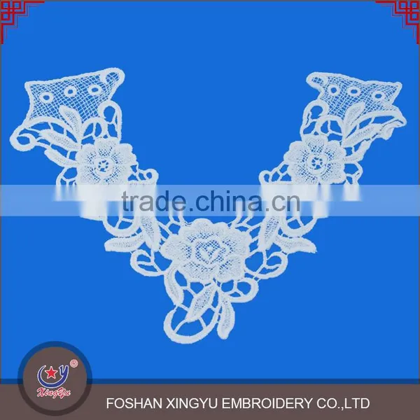 Fashion Promotional Custom Chinese V Shape Mesh Embroidery Collar Neckline Applique for Dress photo-3