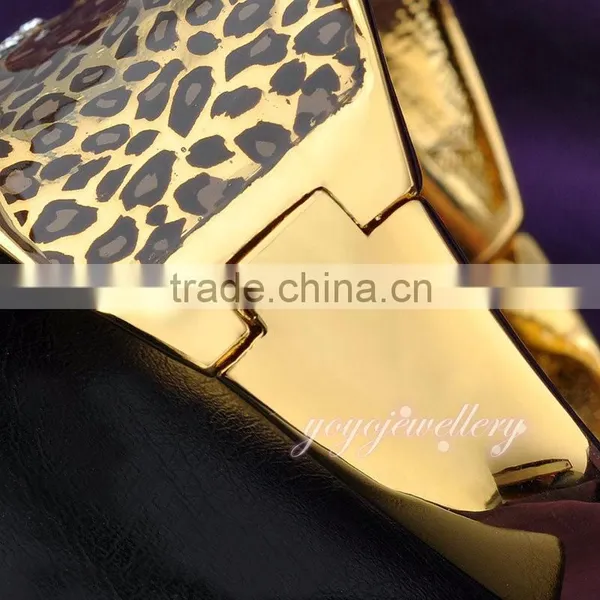 Ladies Fashion Bracelet Leopard Stylist Crystal 18k Gold Filled Cuff Bangle photo-5