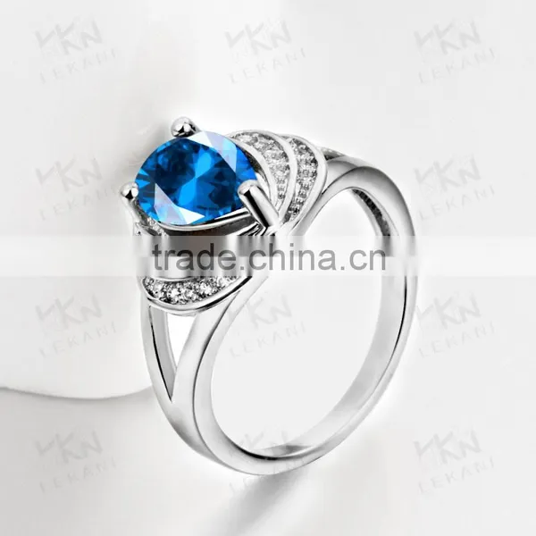 2015 Latest Popular Light Large Blue Natural Stone Rings for Young Women photo-2