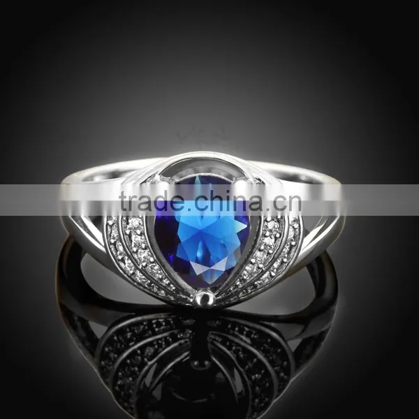2015 Latest Popular Light Large Blue Natural Stone Rings for Young Women photo-4