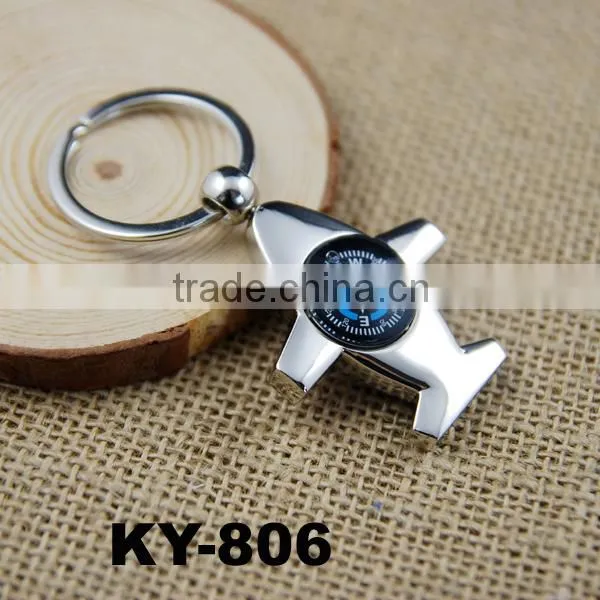 Small Airplane Shape Compass Matel Key Chain