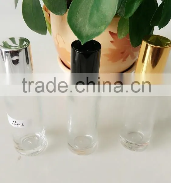 Clear Glass Roll on Bottles With Electrochemical Aluminum or Plastic Cap 15ml