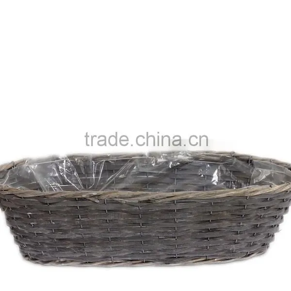 2pcs Oval Outside Grey Wicker Willow Flower Pots