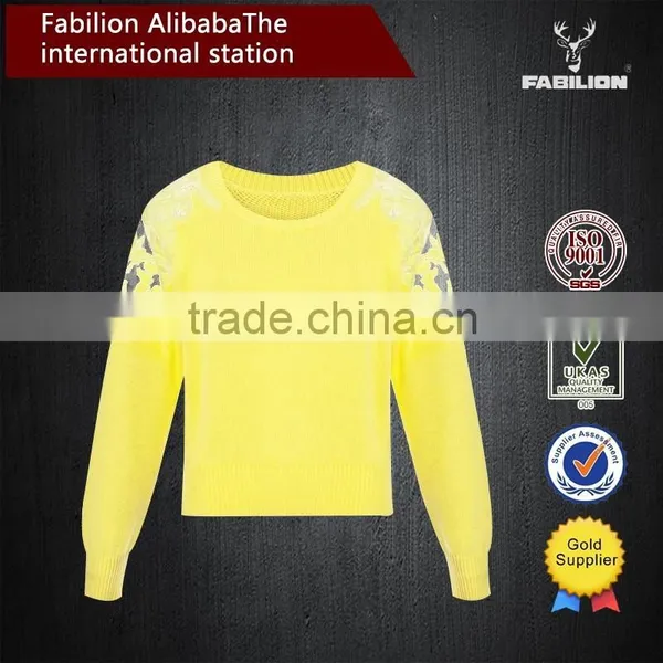 2015 Hot Sale Korean Fashion Hollow Lace Bright Colored Sweater Spring photo-3