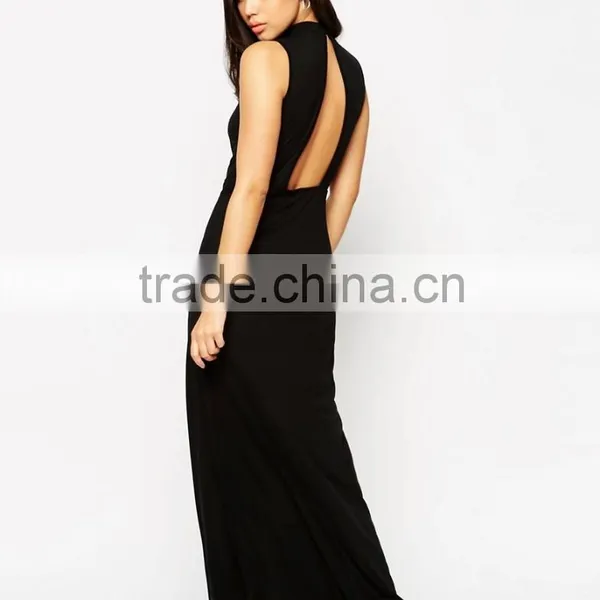 Dongguan Trade Assurance Manufacutre Column Maxi Dress Long Summer 2016 With High Neck photo-3