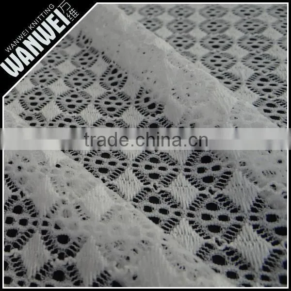 Diamond and Dots Crochet Resilient Hollow Yarn Fabric Print Customed Color Nylon Spandex Lace Fabric for Dress and Skirts 5021