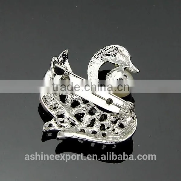 Cute Animal Series-noble Exquisite Swan Pearl Rhinestone Brooch/handmade Brooch photo-3