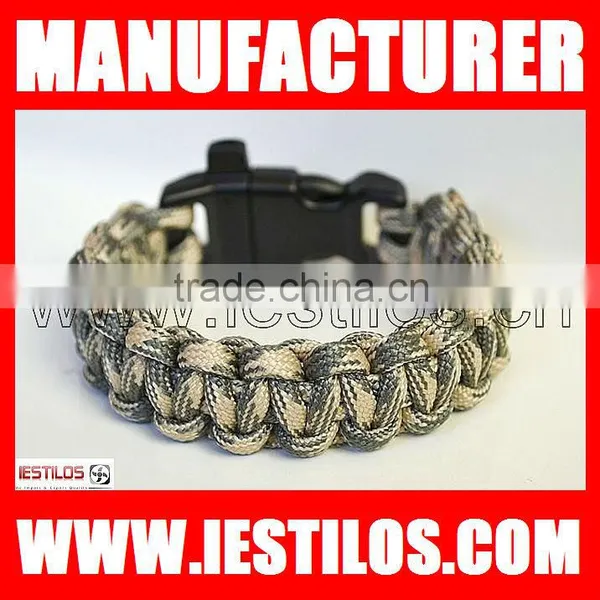 Camo Paracord Survival Bracelet With Whistle Buckle