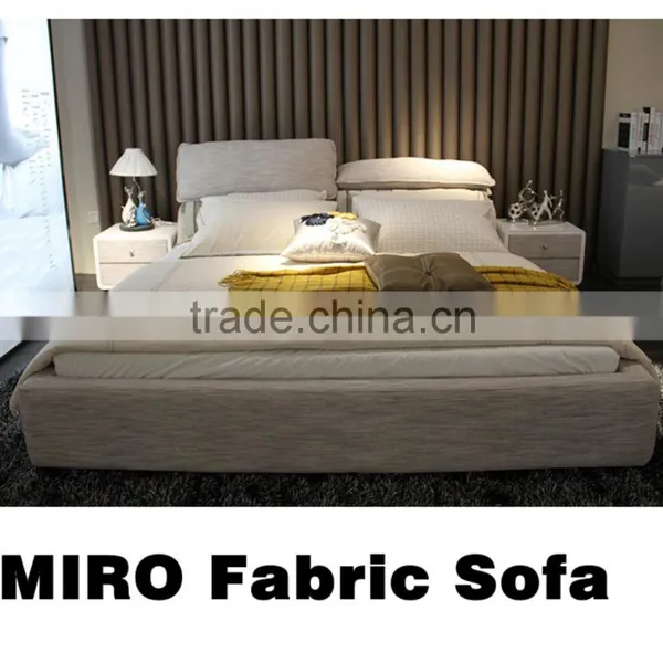 Bedroom Furniture Simple Design Fabric Bed With Functional Headrest