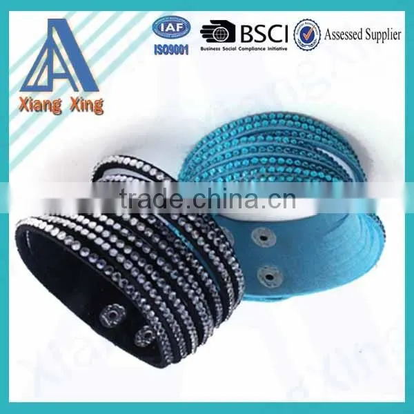 Single Wrap Rhinestone Custom Braided Leather Bracelets photo-5