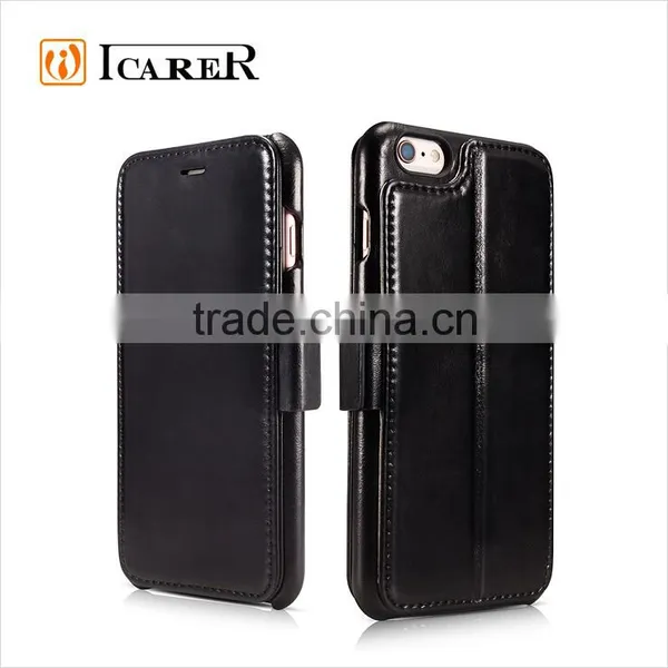 ICARER Genuine Leather Vintage Wallet Case With Three Credit Cards Slot For IPhone6/6s photo-3