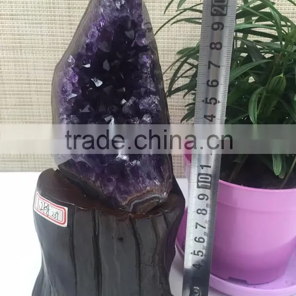Natural Narrow Shaped Amethyst Geode Uruguay Crystal Cluster Ornaments photo-3