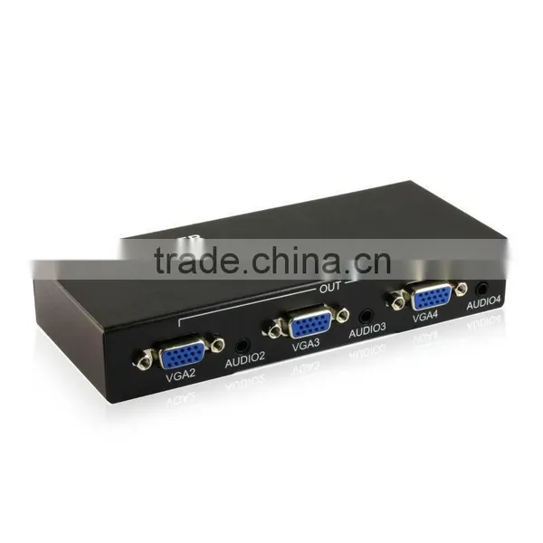 On Promotion 4 Port Vga Splitter With Audio Output and Power Adapter