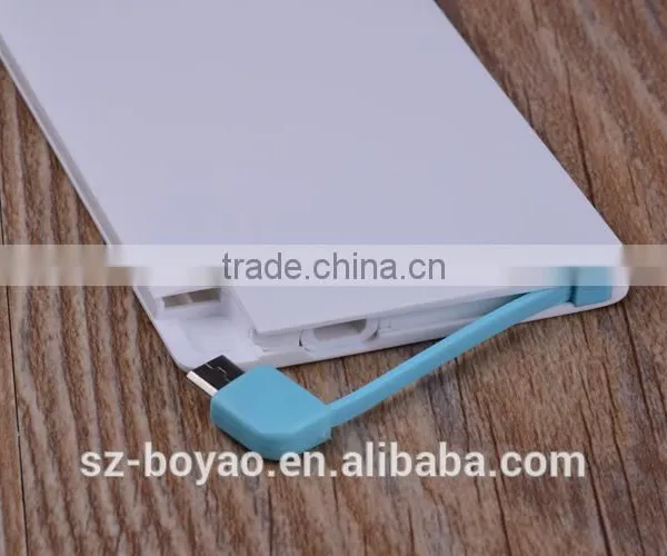 2016 Built-in-cable Card 2600 Mah Power Bank, Super Thin Credit Card Power Bnak photo-4