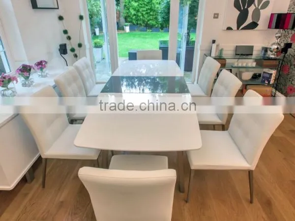DC-2513 Colorful Modern High Quality White Leather Dining Chair With Brushed Steel Legs photo-3