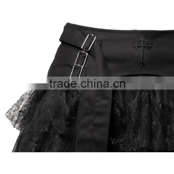GOTHIC BLACK MINI SKIRT FOR WOMENS STEAMPUNK GOTH photo-2