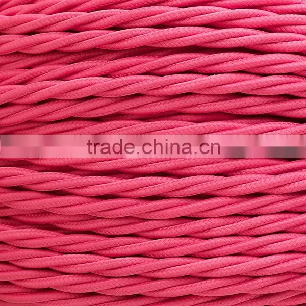 CE Cloth Covered Twisted Electrical Wire Vintage Fabric Braided Pendent Lamp Cord 2*0.75mm photo-3
